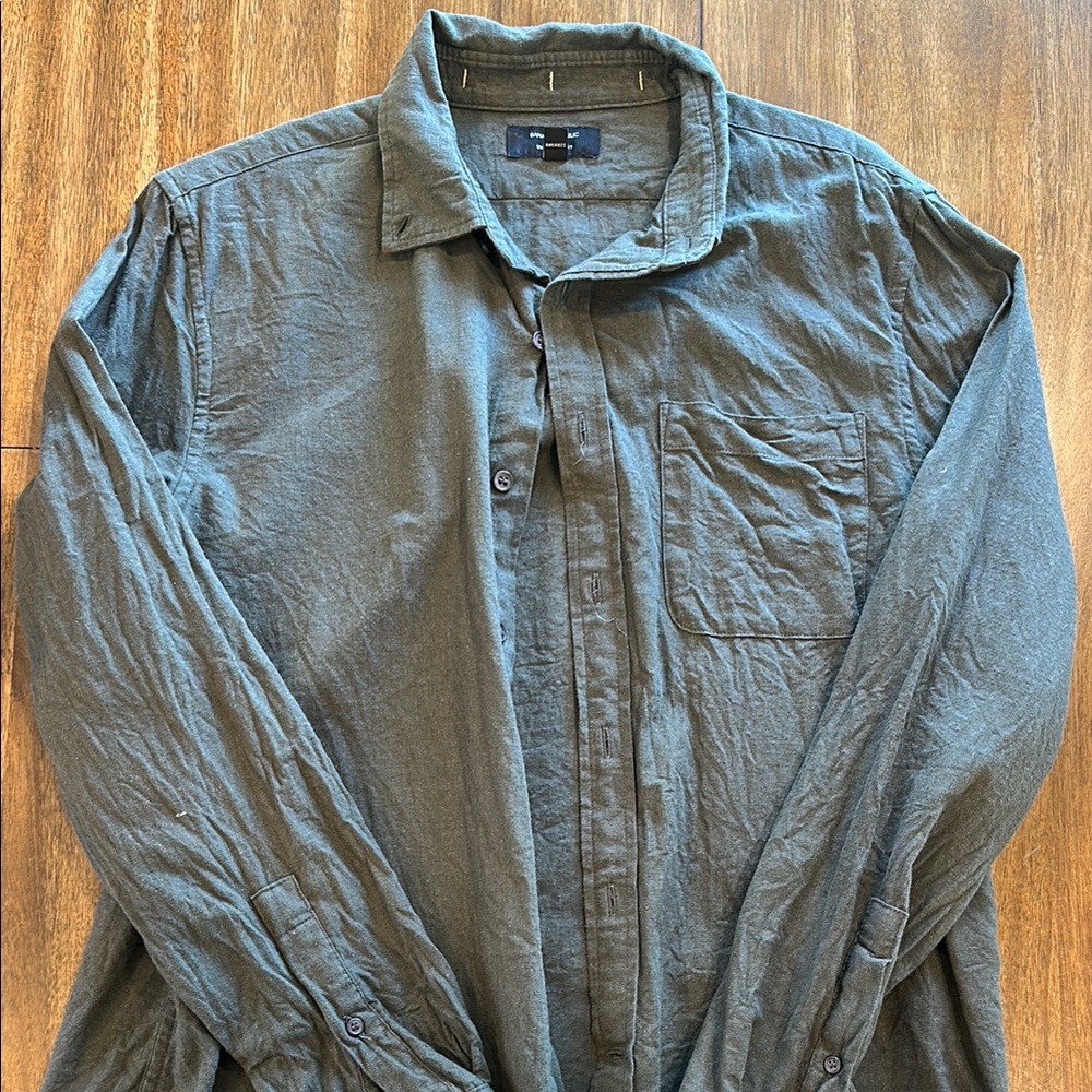 Olive Green Button-Up Shirt